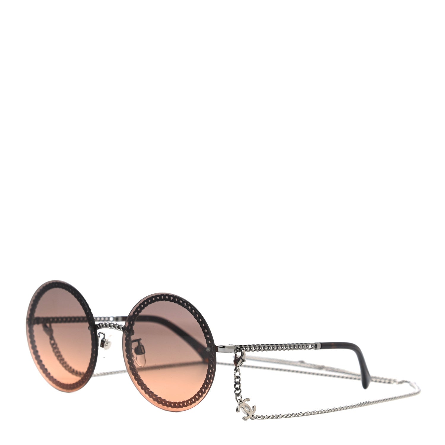 Chanel Metal Chain Round Sunglasses 4245 Brown Gold 1 of 11