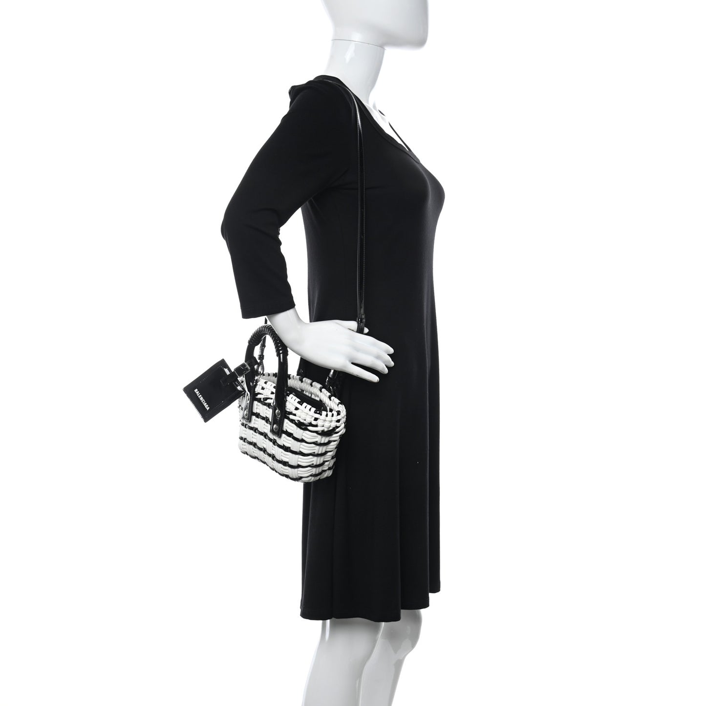 Faux Calfskin XXS Bistro Basket Black White