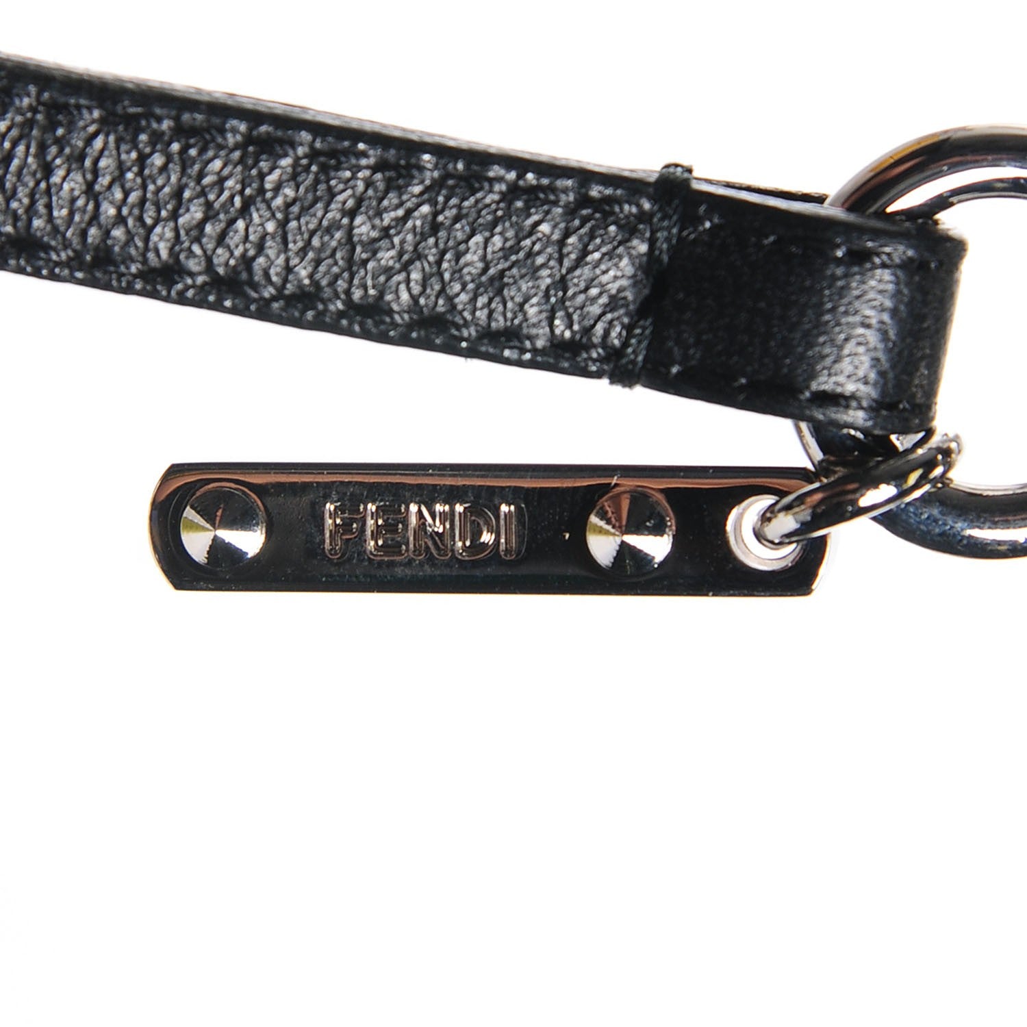 Fendi Fox Fur Shiny Nappa Super Karlito Pom Pom Bag Charm Malachite Multicolor Black 4 of 7