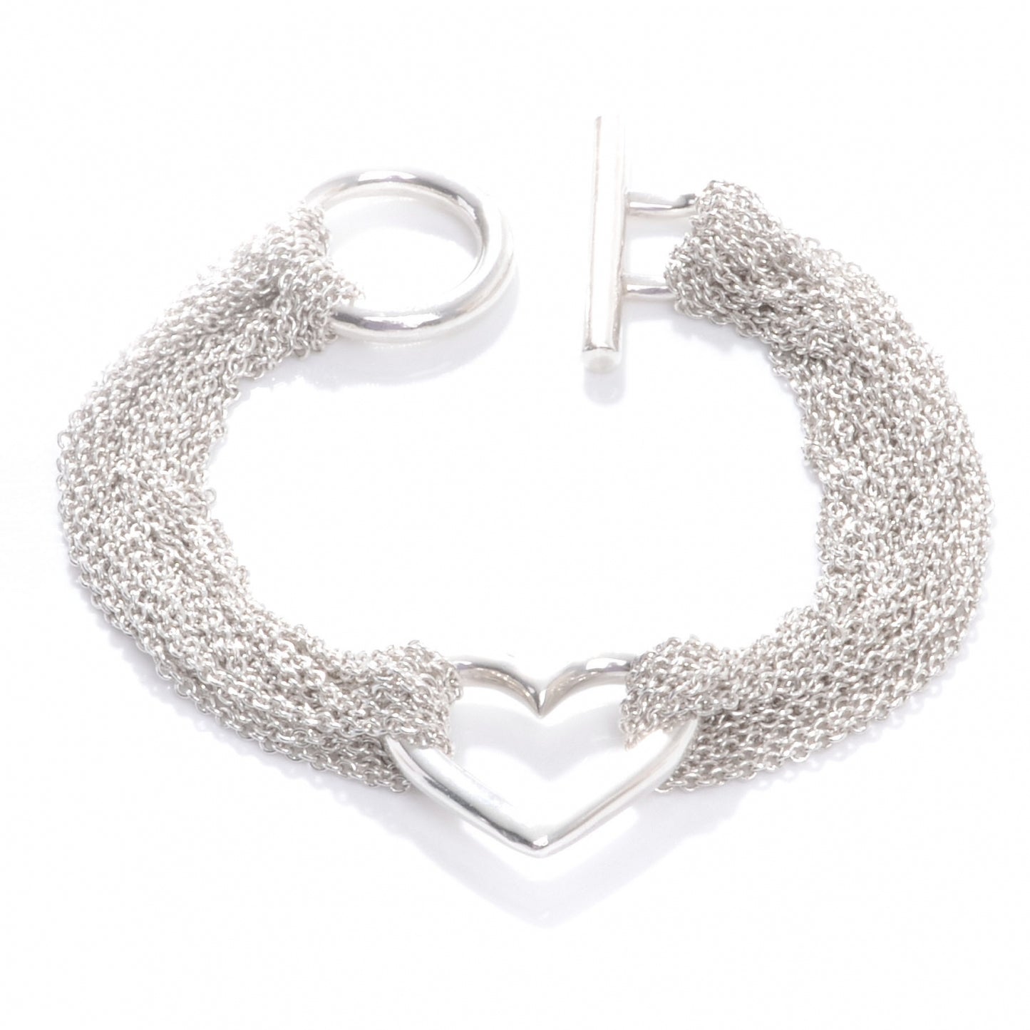 Sterling Silver Heart Mesh Bracelet