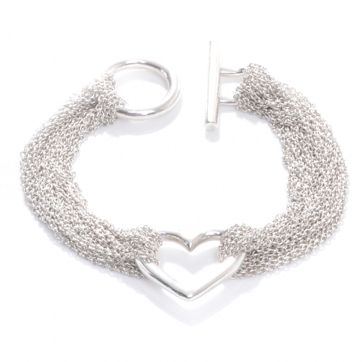 Tiffany Sterling Silver Heart Mesh Bracelet 1 of 5