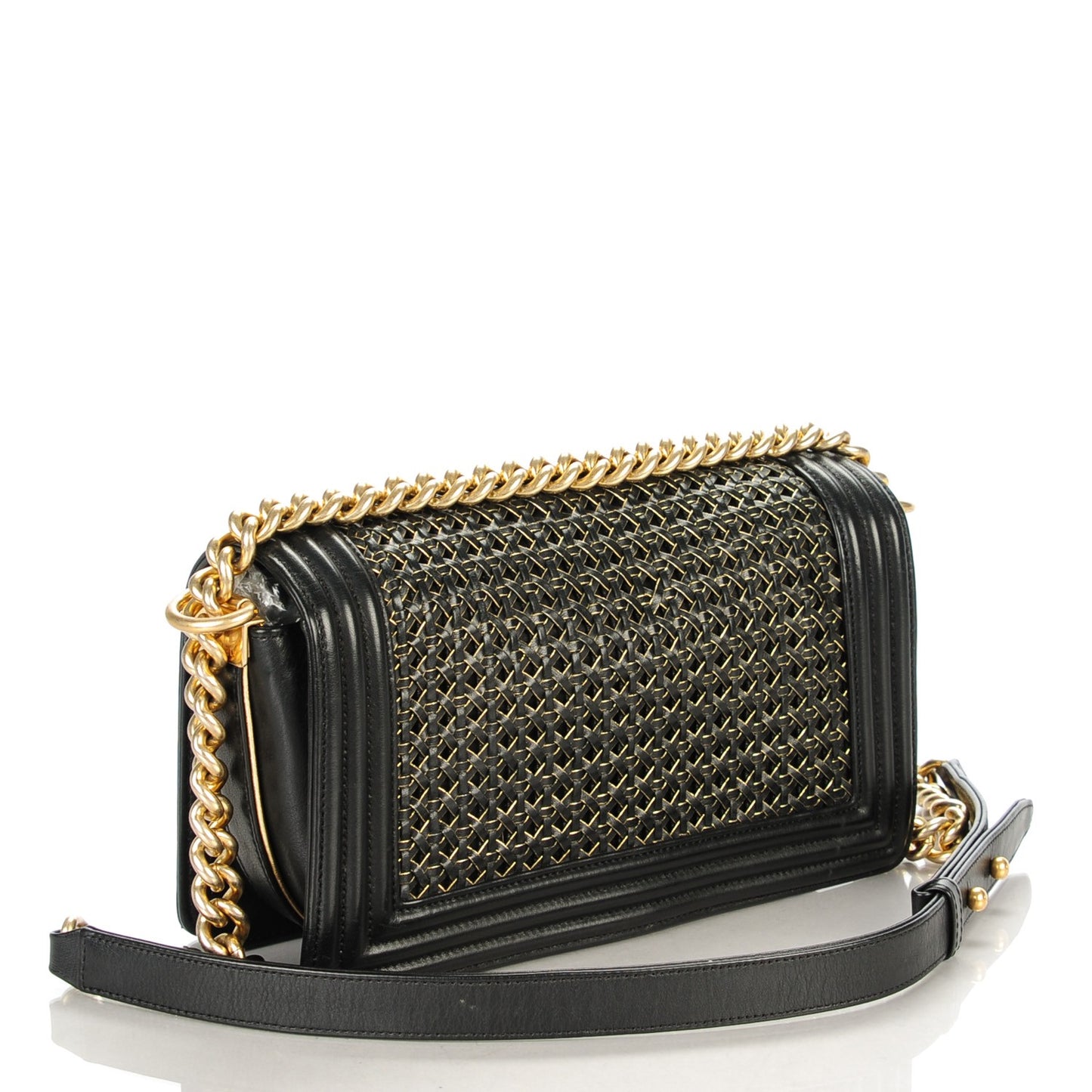 Lambskin Medium Boy Reverso Flap Black