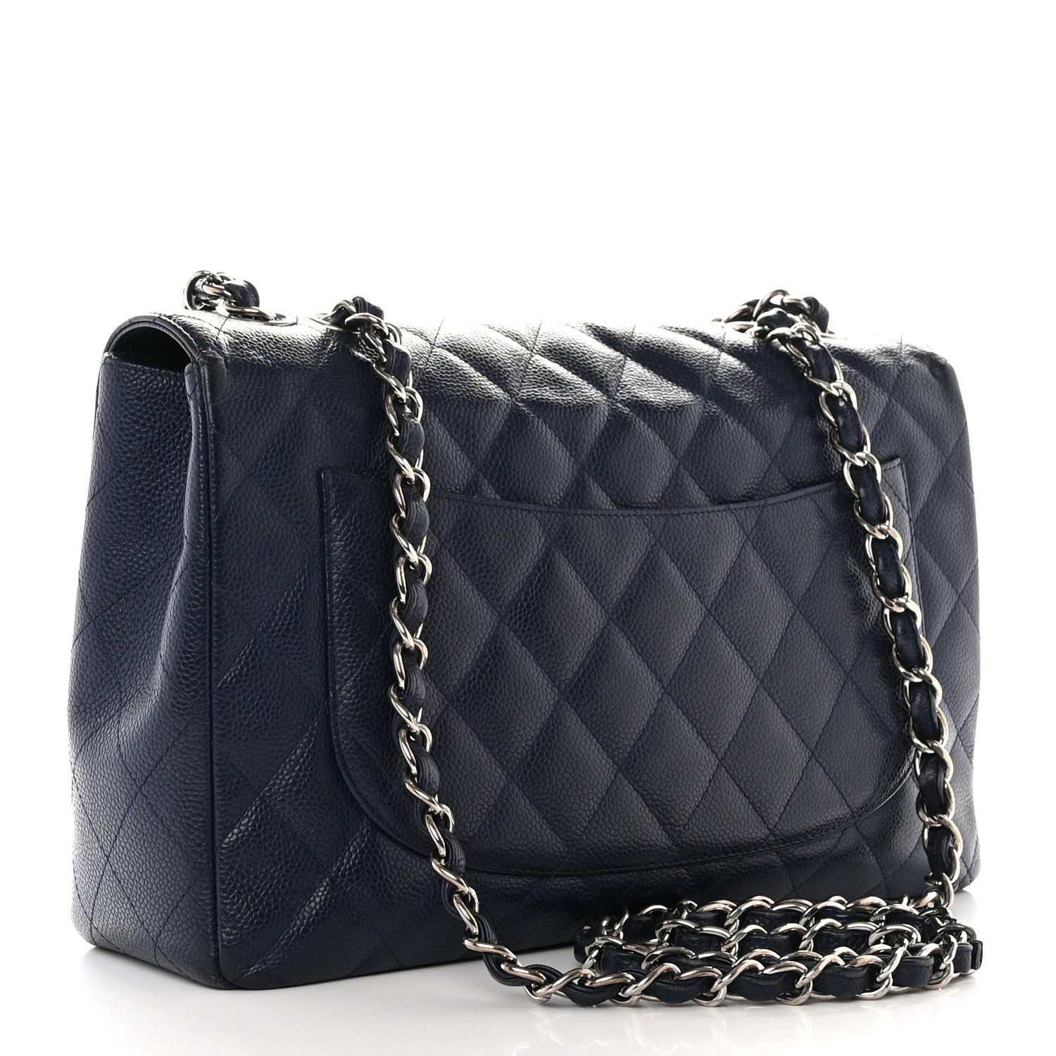 Chanel Caviar Quilted Jumbo Single Flap Navy 3 of 12