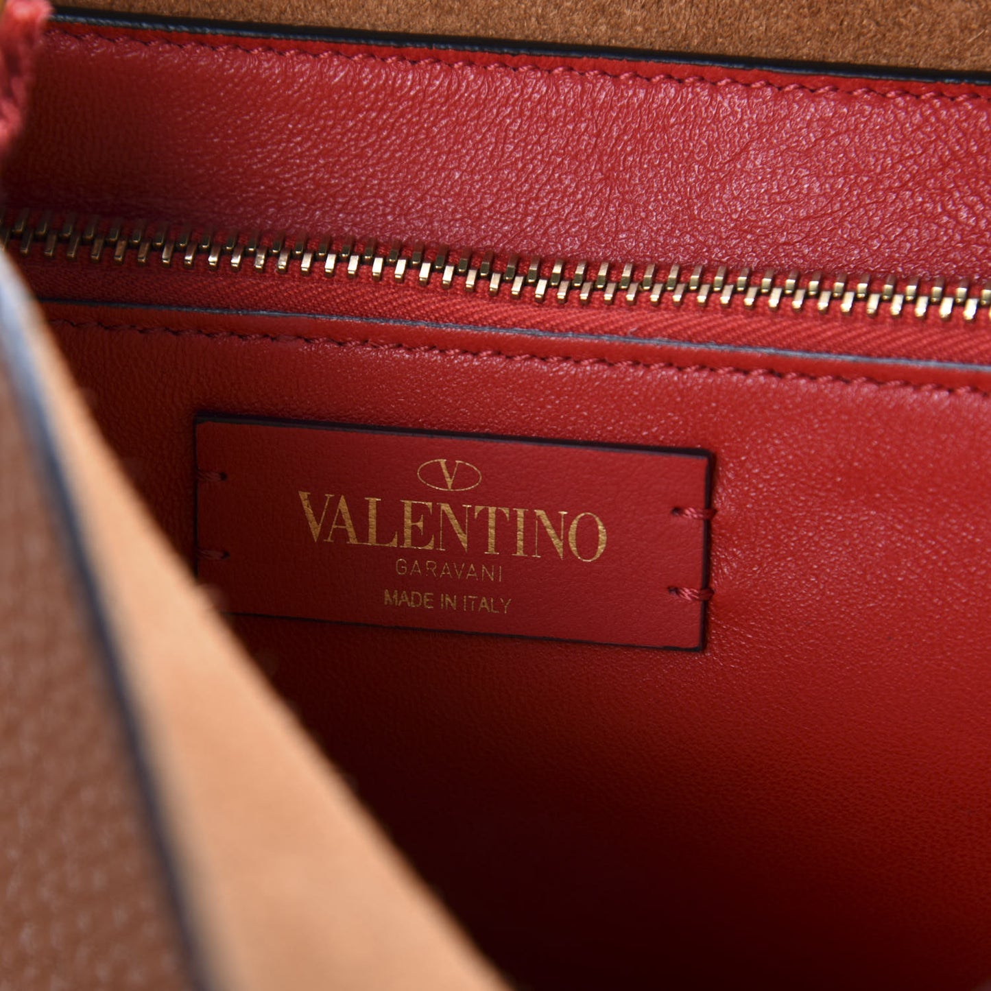 Grained Calfskin Large VRing Shoulder Bag Saddle Brown
