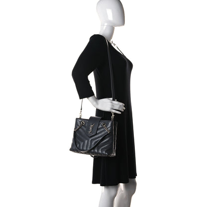 Saint Laurent Calfskin Y Quilted Monogram Small Loulou Shopper Grey 3 of 9