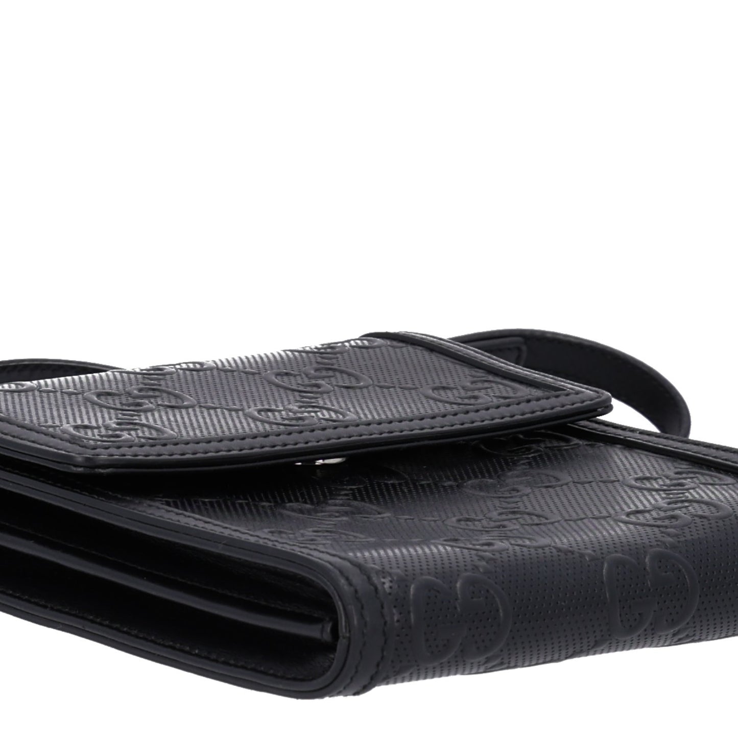 Calfskin GG Tennis Embossed Messenger Bag Black