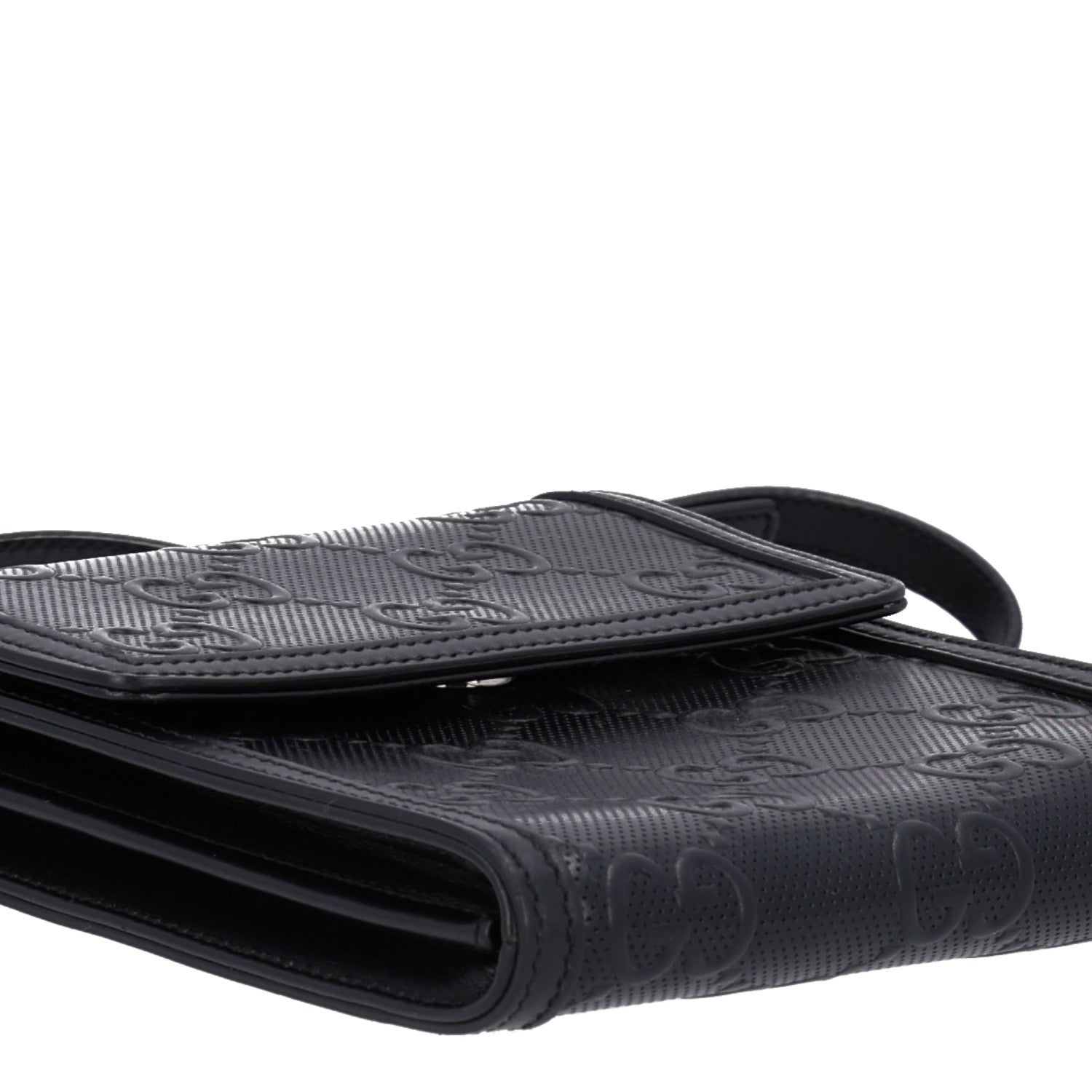 Gucci Calfskin GG Tennis Embossed Messenger Bag Black 9 of 10