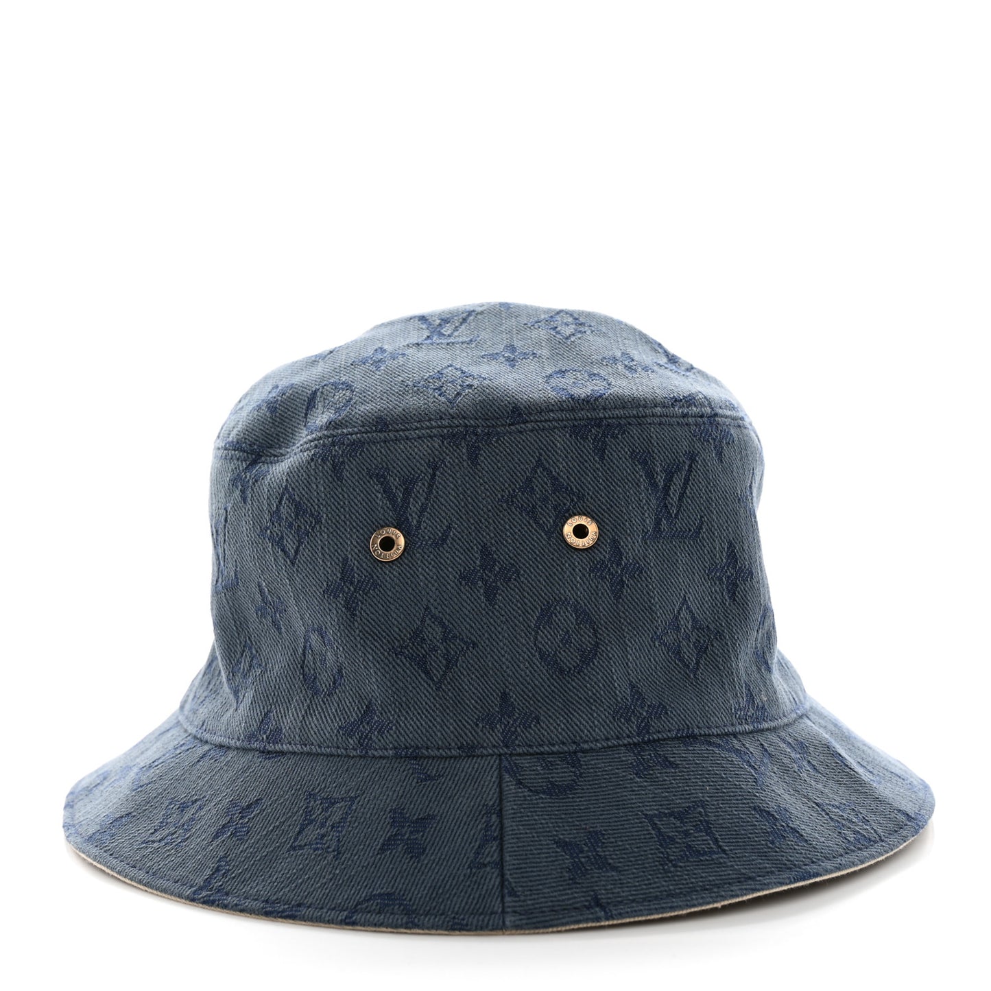Monogram Denim Reversible Bucket Hat M Blue