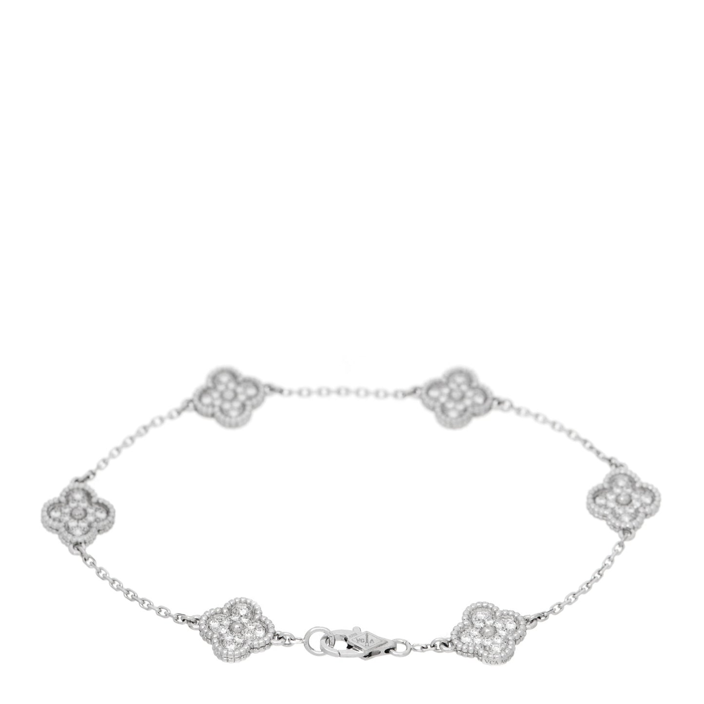 18K White Gold Diamond 6 Motifs Sweet Alhambra Bracelet