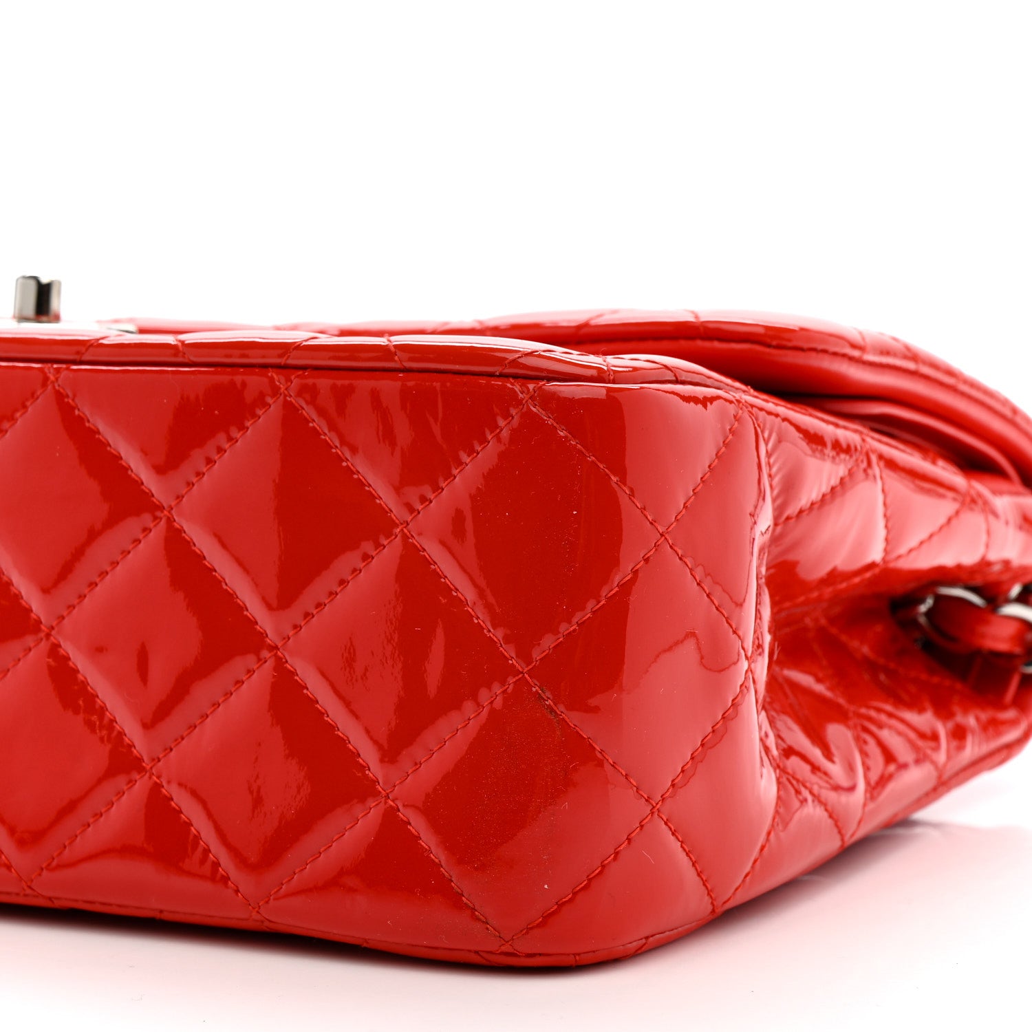 Chanel Patent Quilted Jumbo Double Flap Red 10 of 12