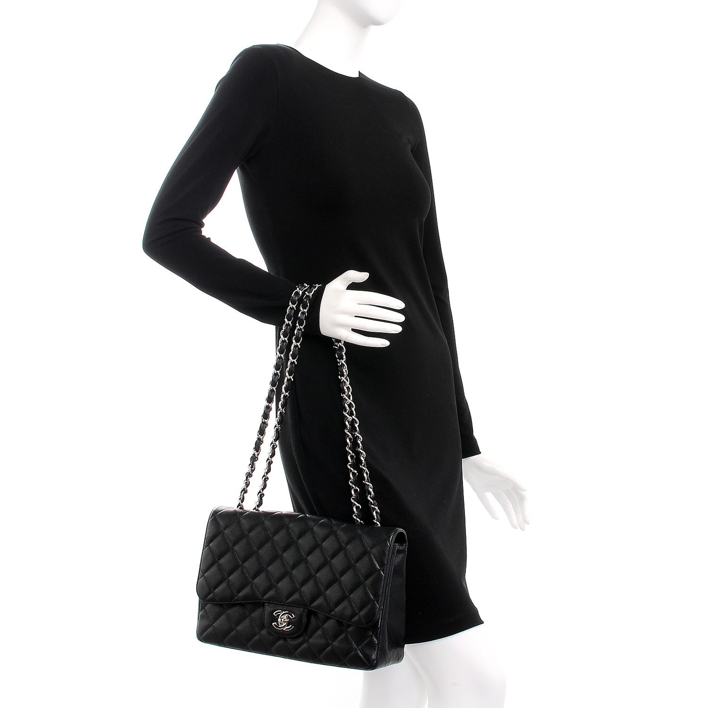 Caviar Quilted Jumbo Single Flap Black
