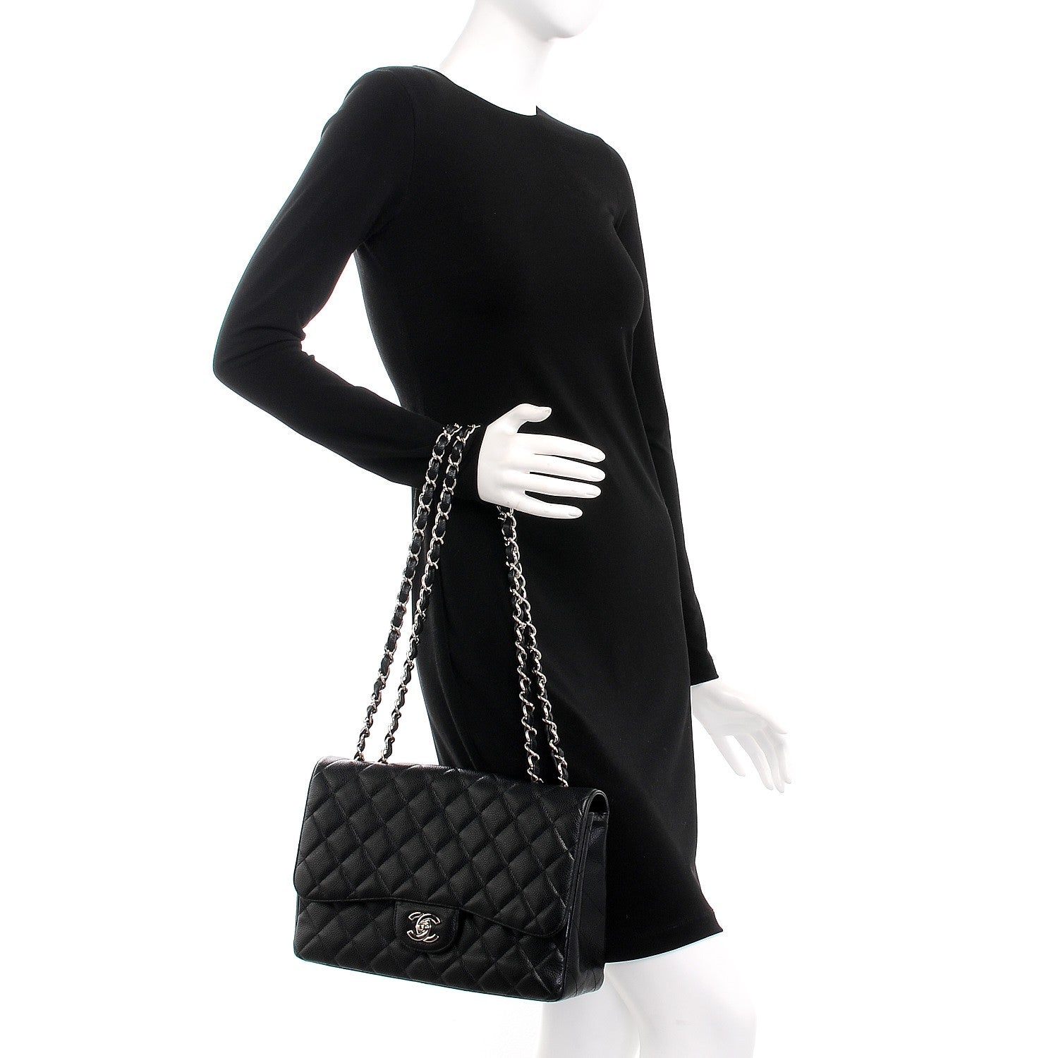 Chanel Caviar Quilted Jumbo Single Flap Black 3 of 8
