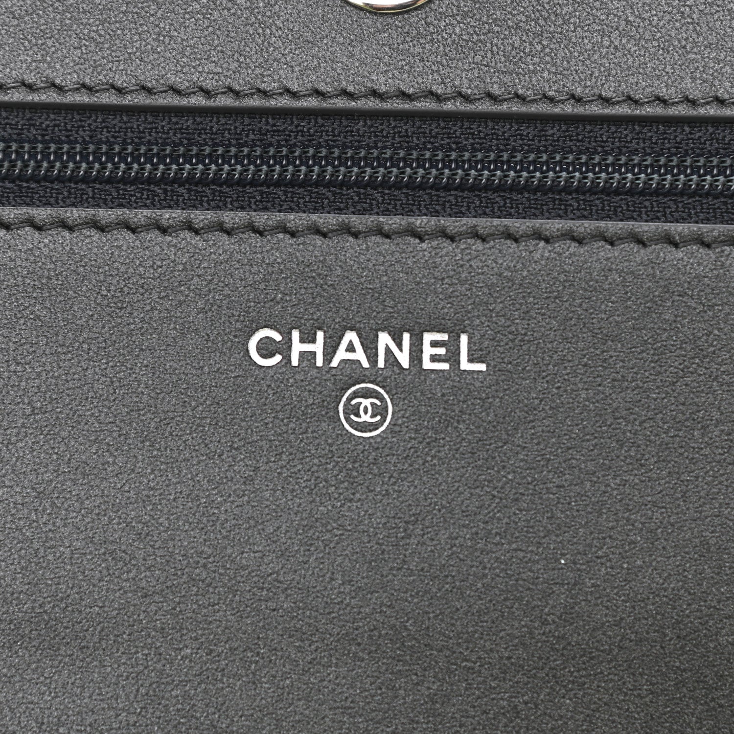 Chanel Goatskin Camellia Embossed Wallet On Chain WOC Grey 6 of 12