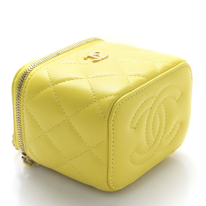 Chanel Lambskin Quilted Mini Pearl Crush Vanity Case With Chain Yellow 4 of 9