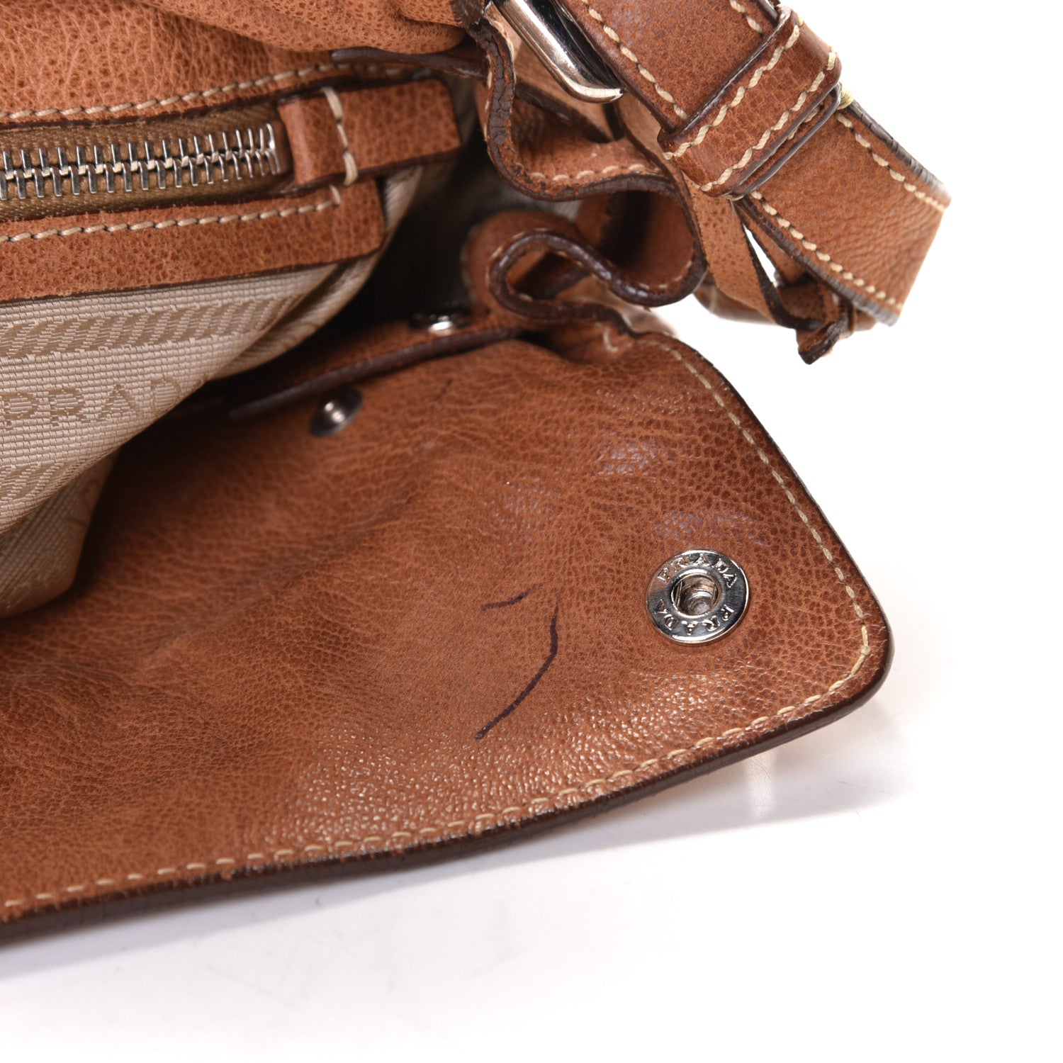 Prada Cervo Antik Easy A Foldover Pushlock Flap Shoulder Bag Cammello 6 of 6