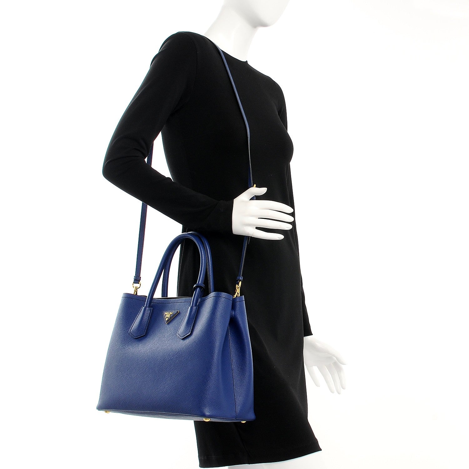 Prada Saffiano Cuir Medium Double Bag Inchiostro 2 of 7