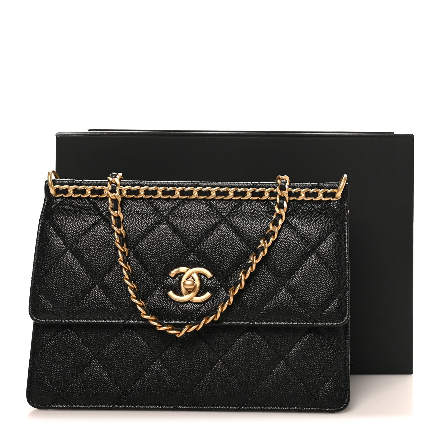 Chanel Caviar Quilted Chain Frame Flap Black 10 of 10