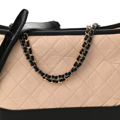 Chanel Aged Calfskin Quilted Medium Gabrielle Hobo Beige Black 8 of 11