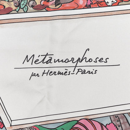 Hermes Silk Metamorphoses Par Paris Scarf 90 Rose Cendre Vert 3 of 6