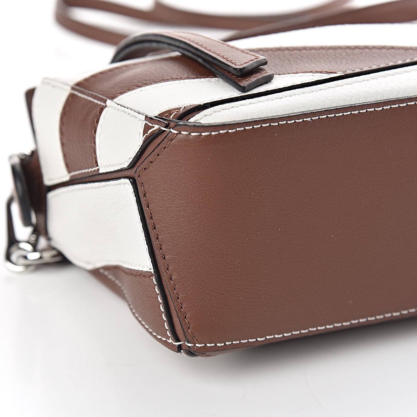 Calfskin Rugby Mini Puzzle Bag Brunette Soft White