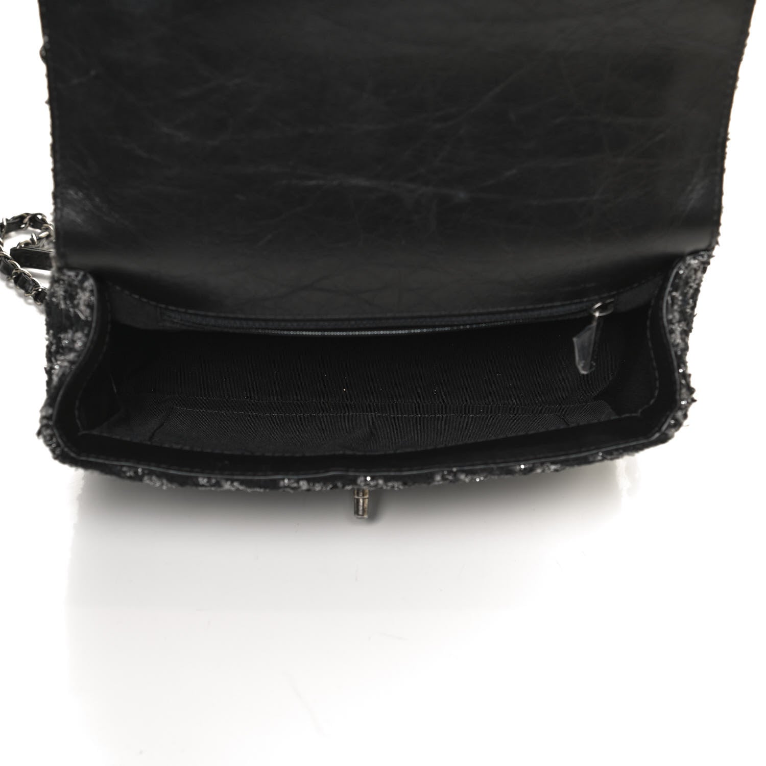 Chanel Shearling Tweed Medium Handle Boy Flap Black Grey 4 of 10