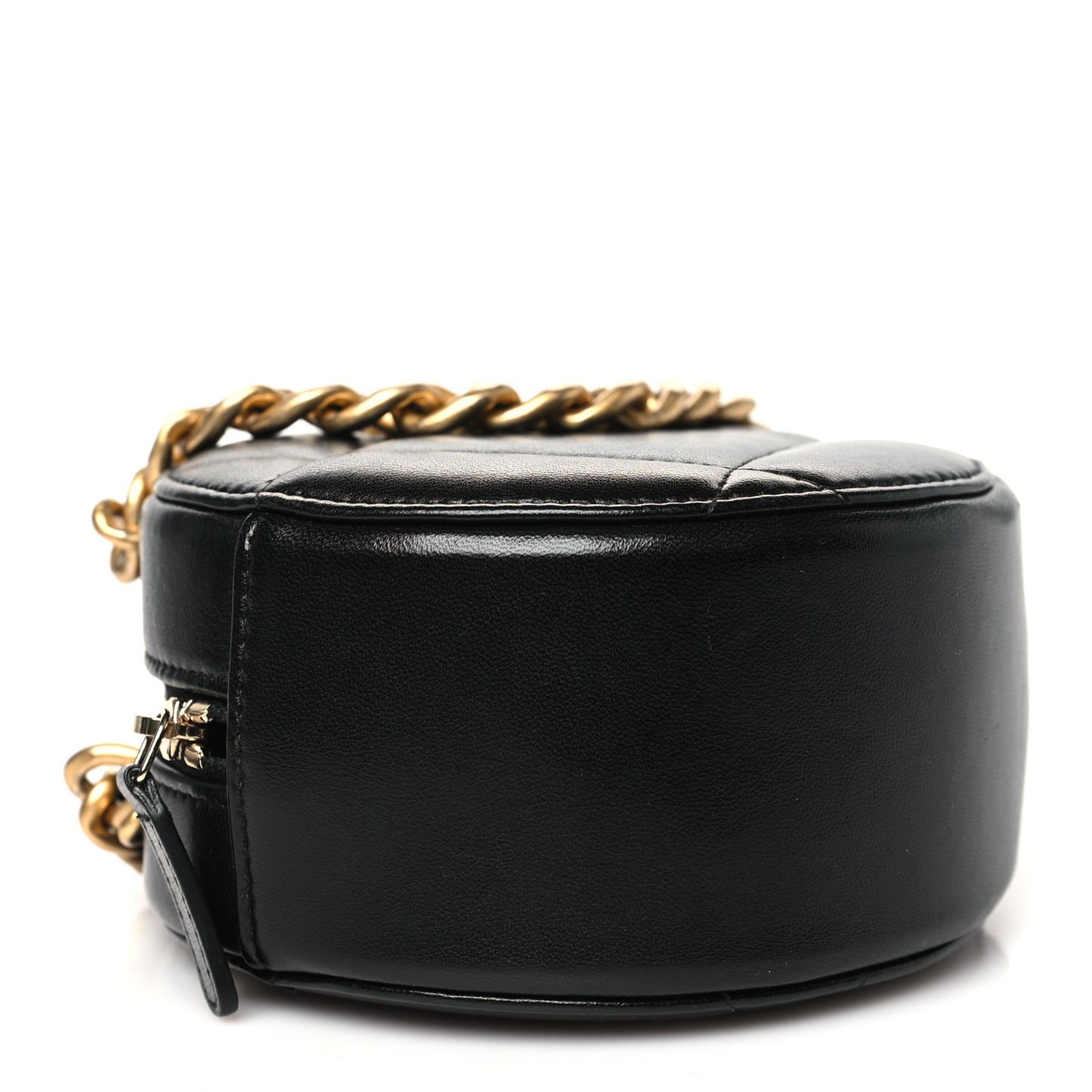 Lambskin Quilted Chanel 19 Round Clutch With Chain Black