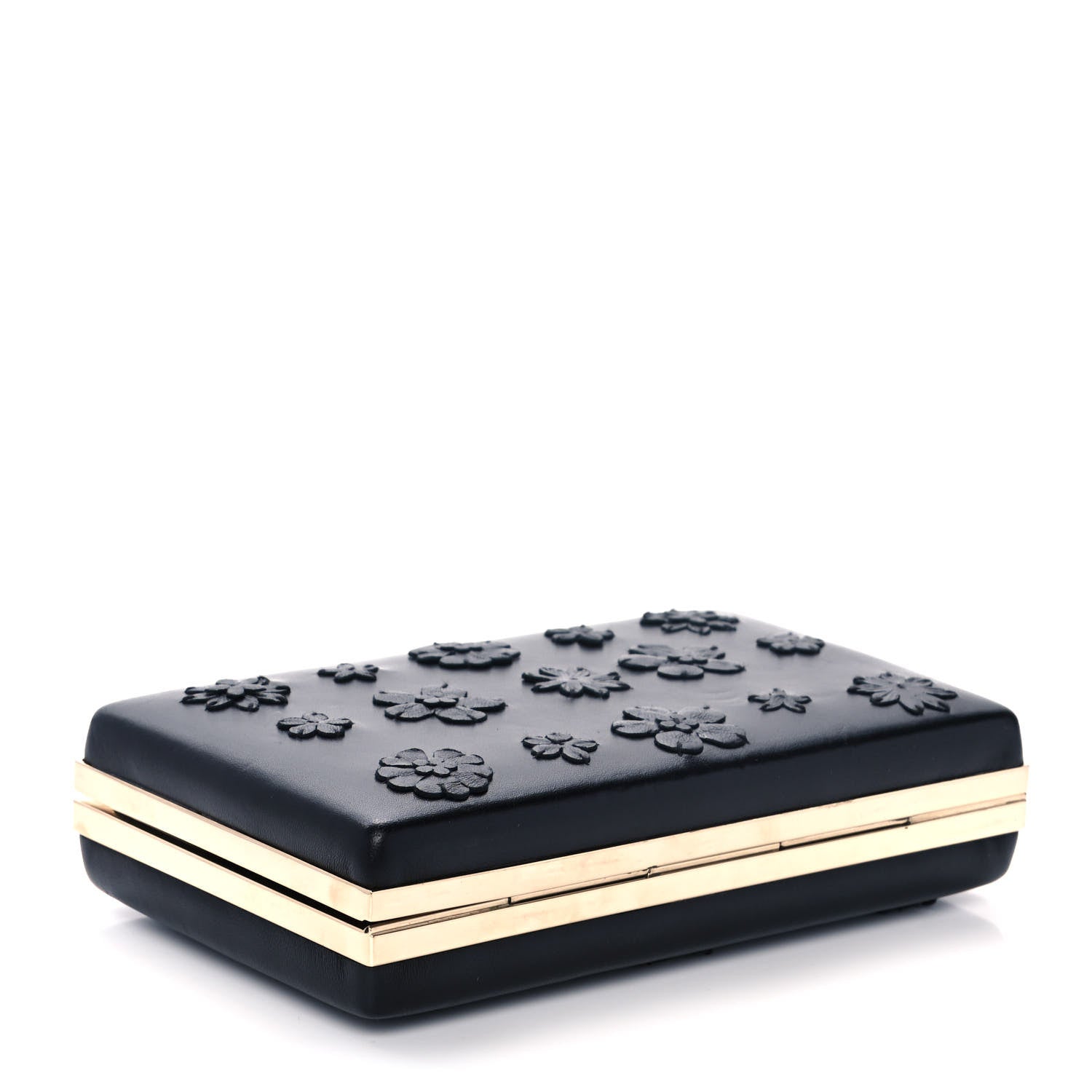 Valentino Garavani Nappa Floral Applique Minaudiere Clutch Black 4 of 11