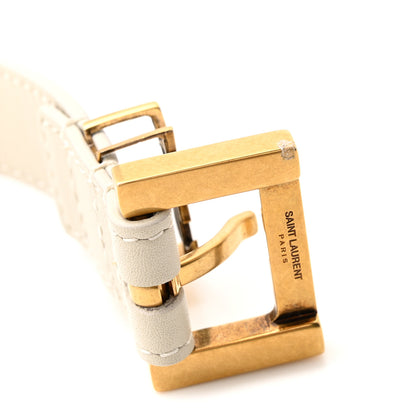 Saint Laurent Smooth Calfskin Monogram Square Buckle Belt 80 32 Crema Soft 7 of 7