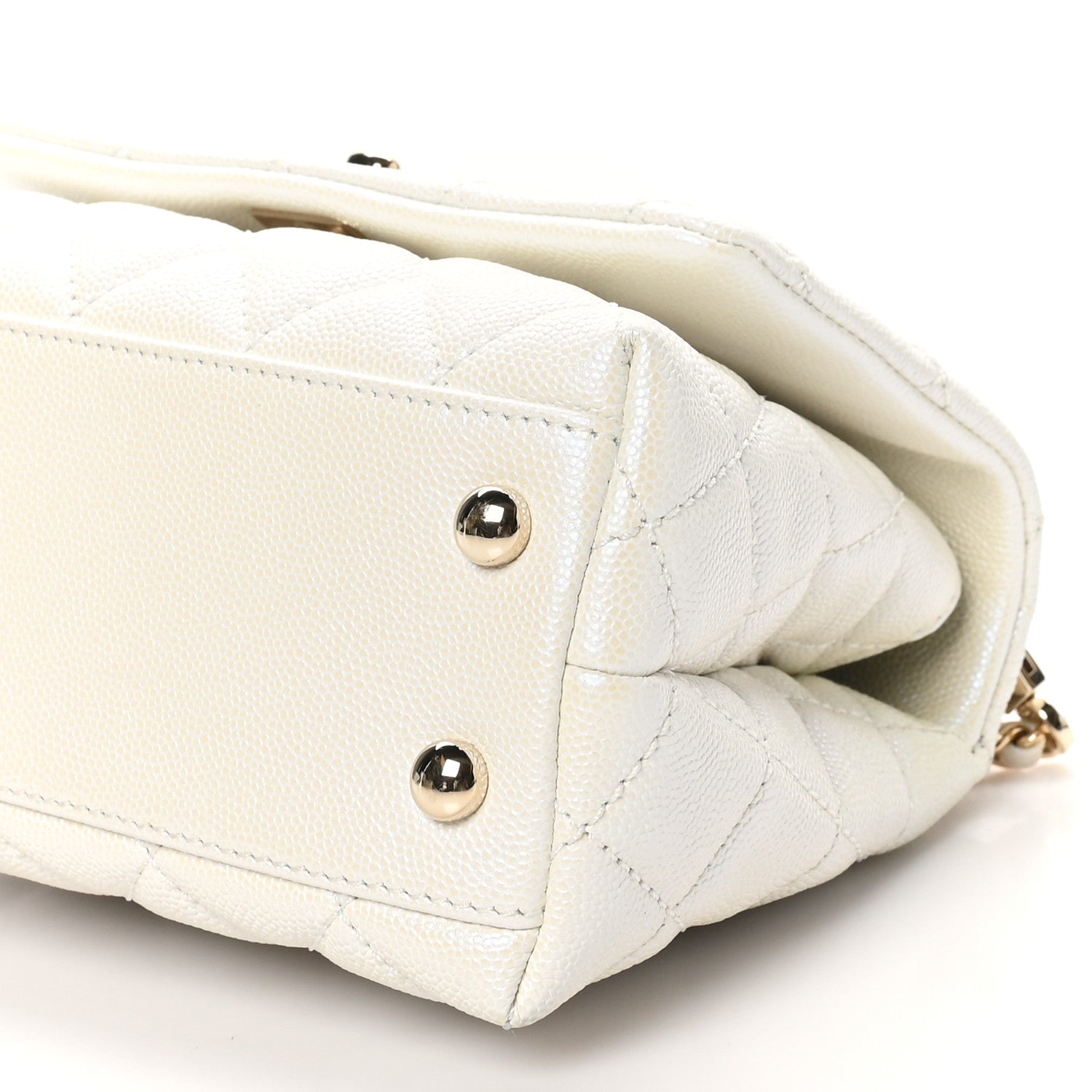 Chanel Iridescent Caviar Quilted Extra Mini Coco Handle Flap White 10 of 10