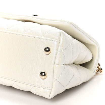 Chanel Iridescent Caviar Quilted Extra Mini Coco Handle Flap White 10 of 10