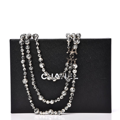 Chanel Pearl CC Graffiti 3 Strand Long Necklace Black Gold 5 of 5
