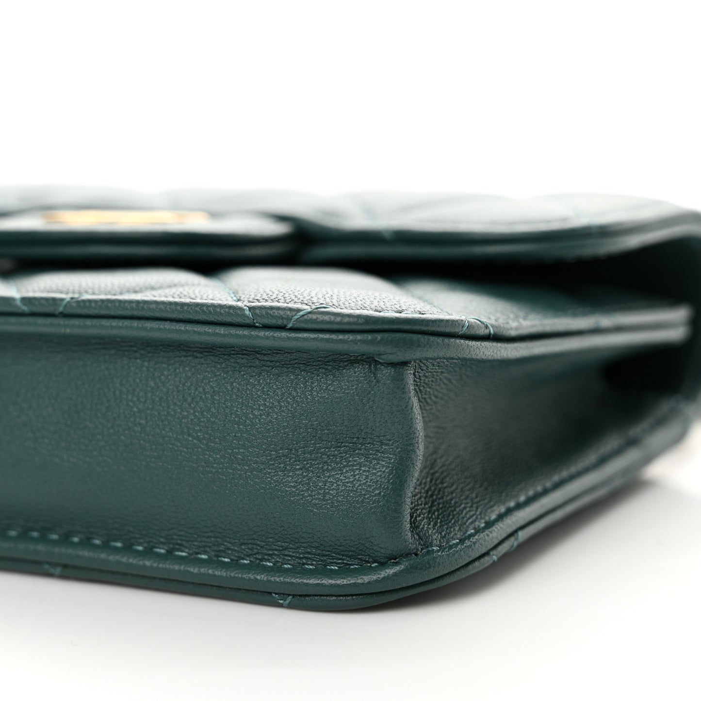 Lambskin Quilted Top Handle Flap Coin Purse With Chain Green