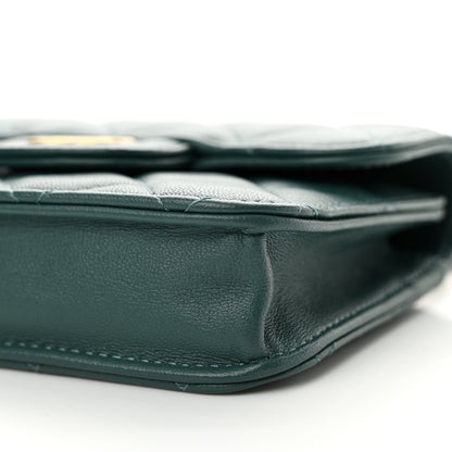 Chanel Lambskin Quilted Top Handle Flap Coin Purse With Chain Green 10 of 11