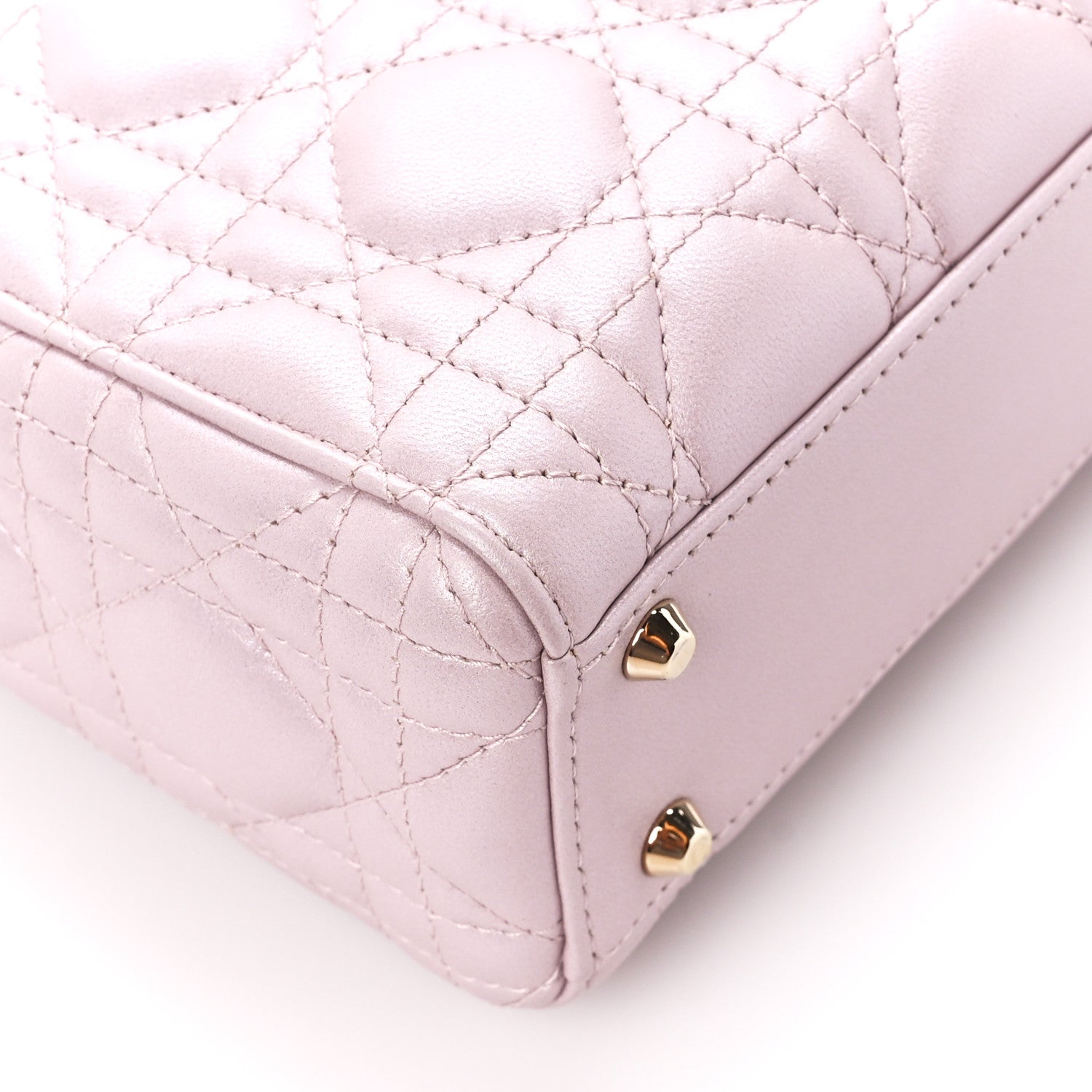 Christian Dior Metallic Lambskin Cannage Mini Lady Dior Lotus 10 of 11