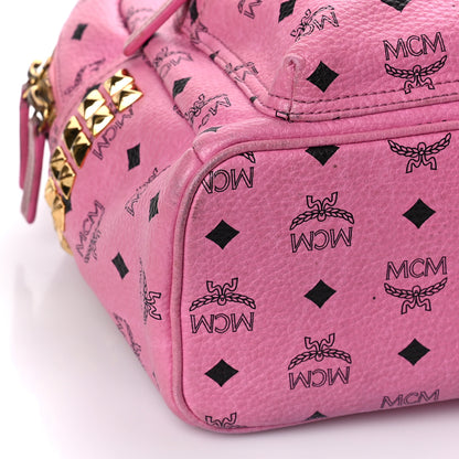 MCM Visetos Small Side Stud Stark Backpack Pink 7 of 9