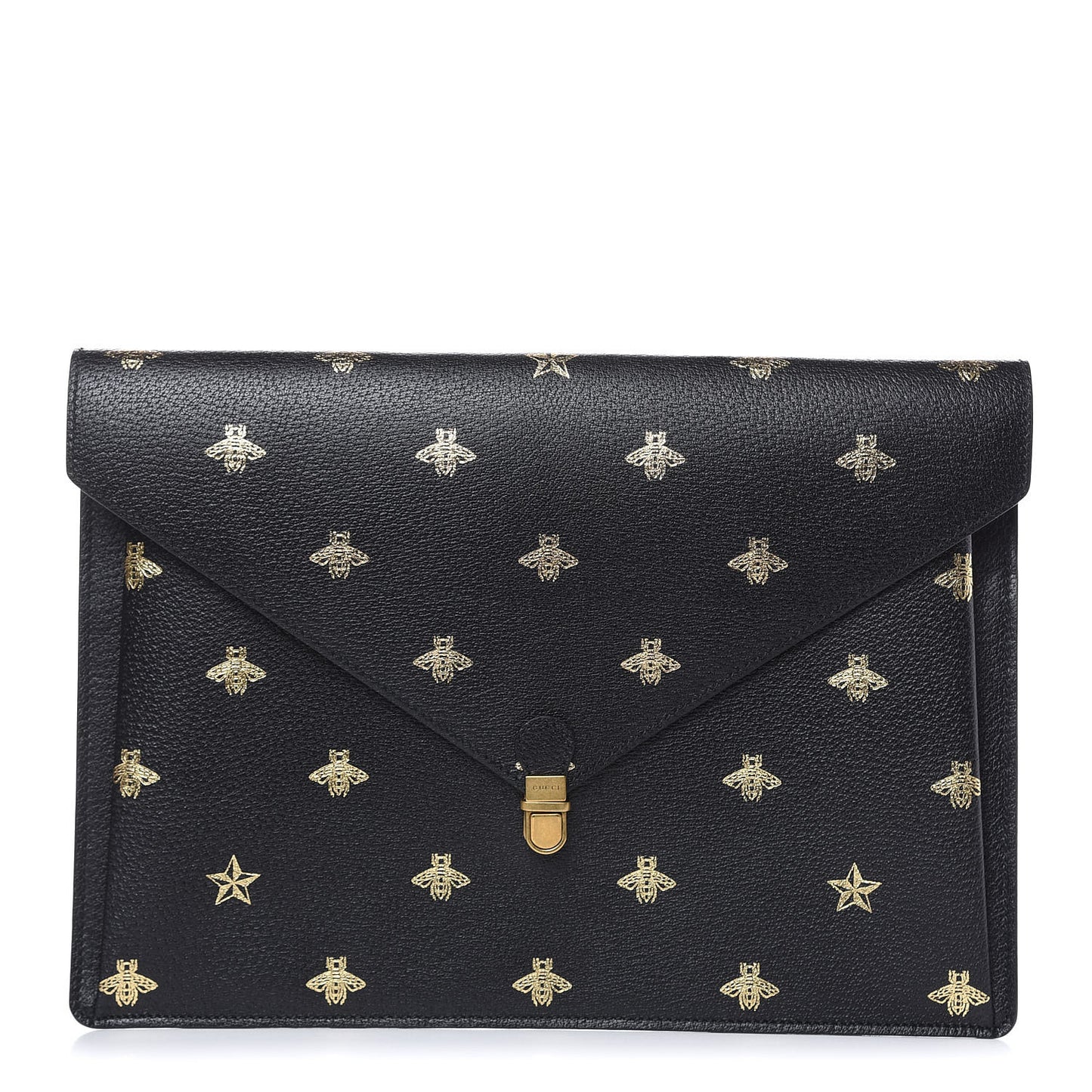 Grained Calfskin Bee Star Portfolio Black