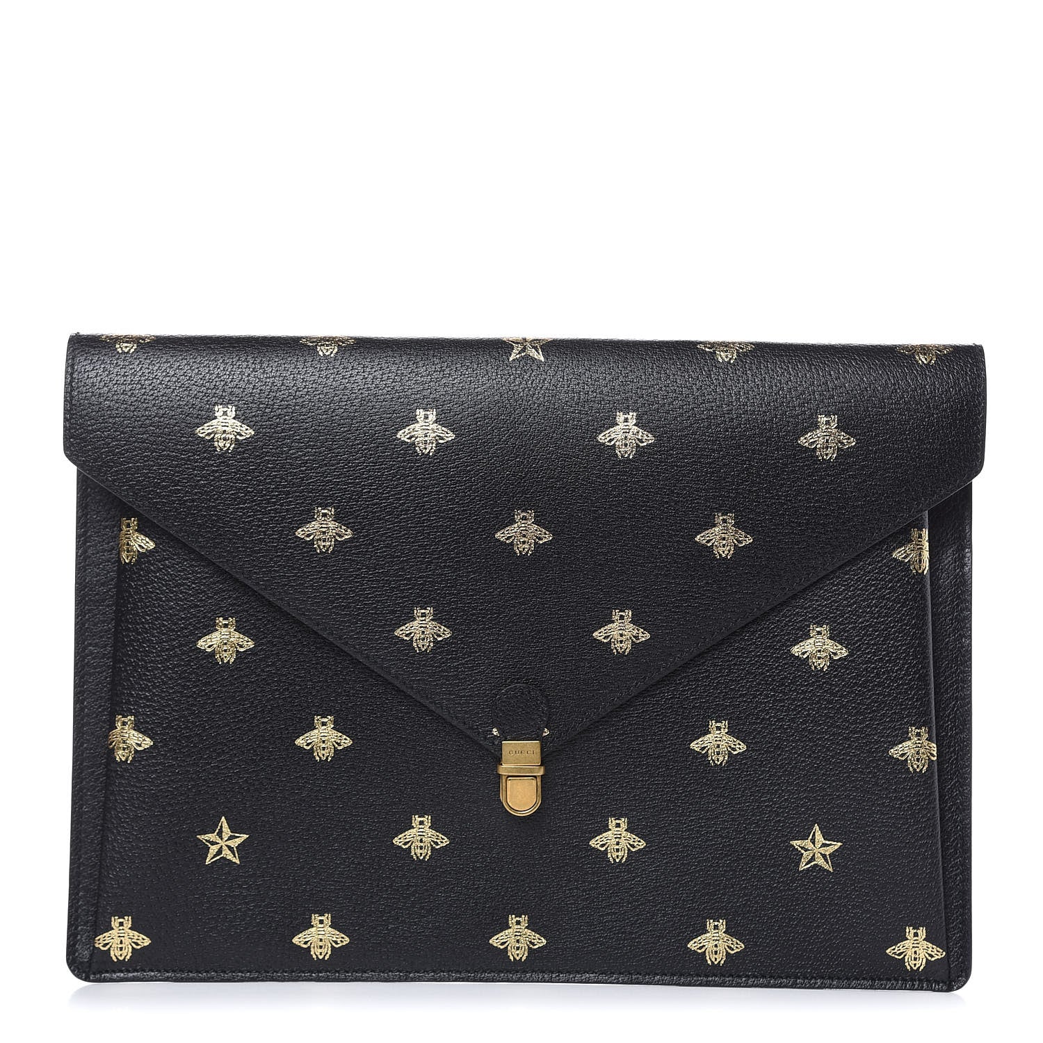 Gucci Grained Calfskin Bee Star Portfolio Black 1 of 7