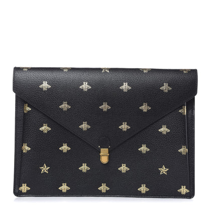 Gucci Grained Calfskin Bee Star Portfolio Black 1 of 7