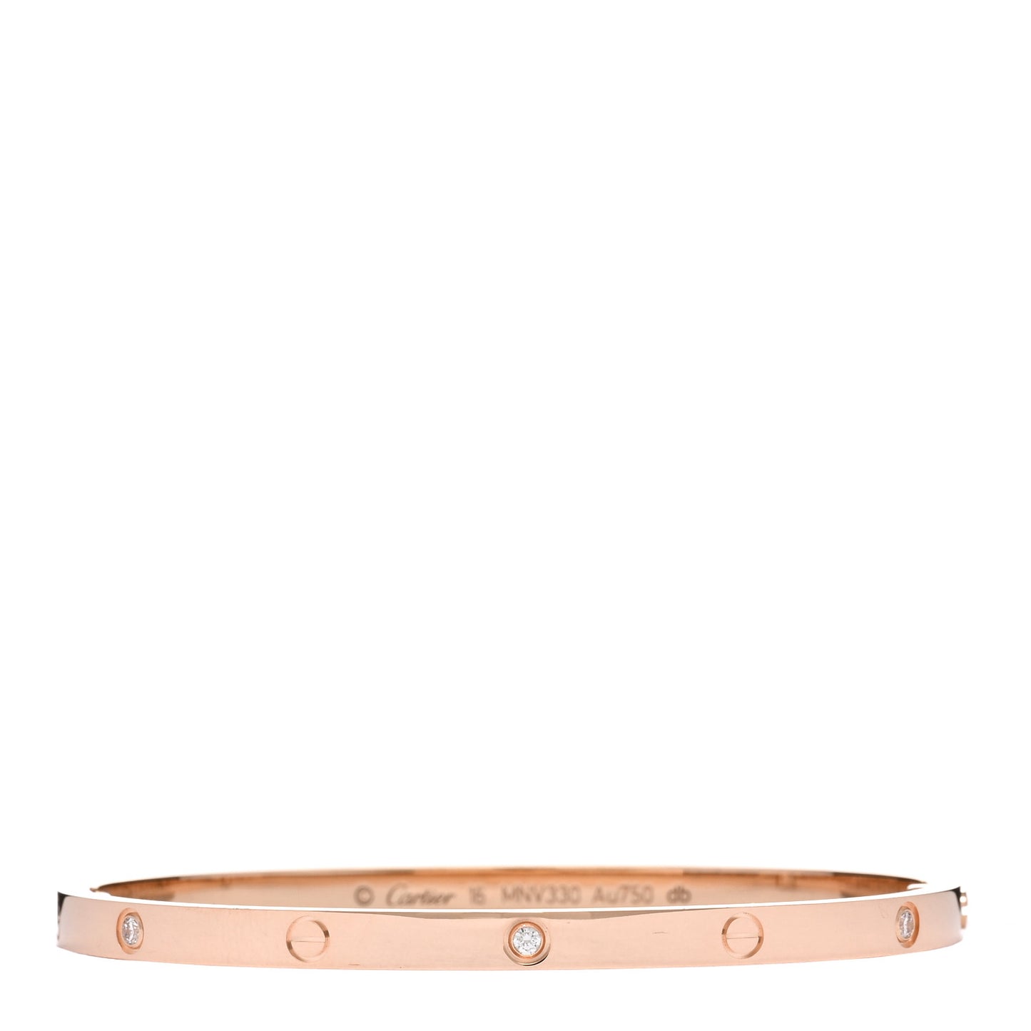 18K Pink Gold 6 Diamond Small LOVE Bracelet 16