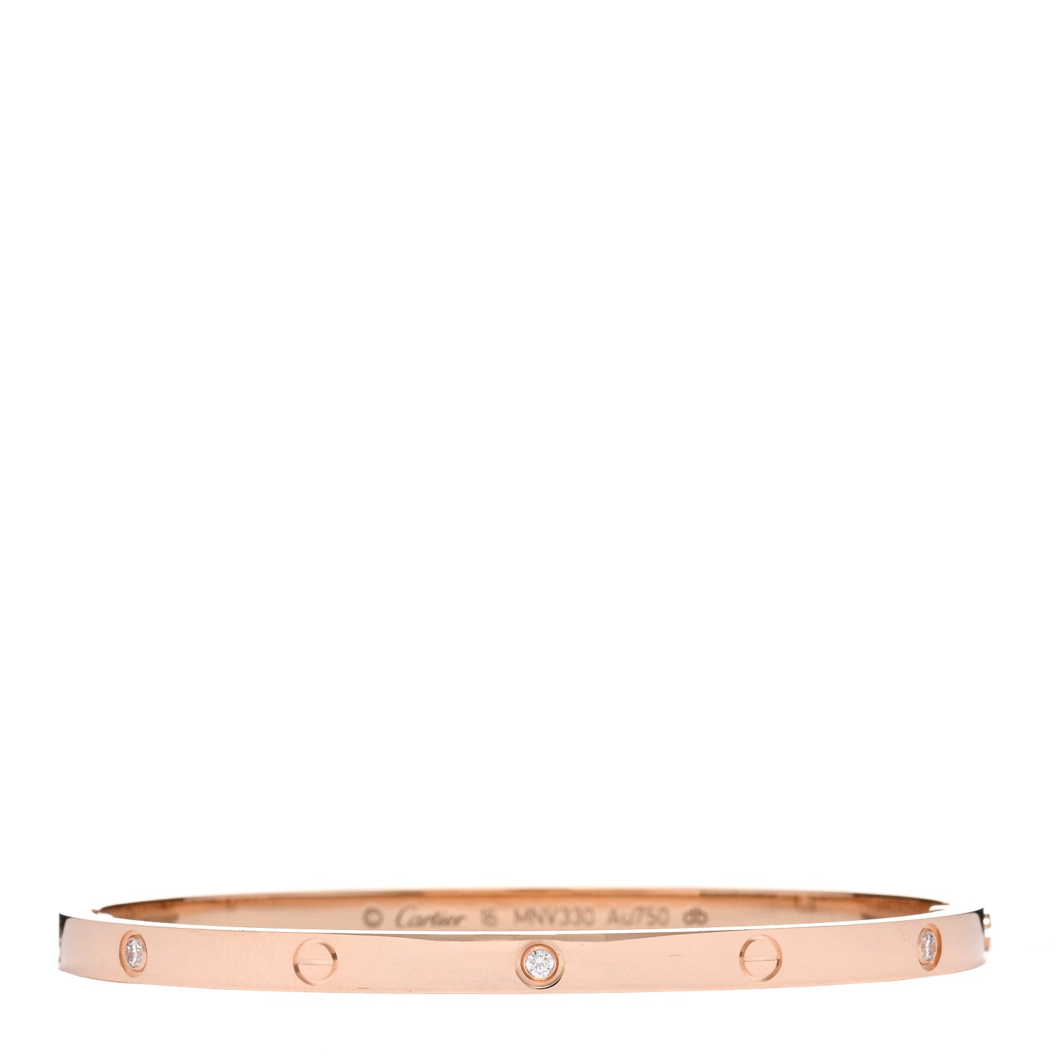 Cartier 18K Pink Gold 6 Diamond Small LOVE Bracelet 16 1 of 5