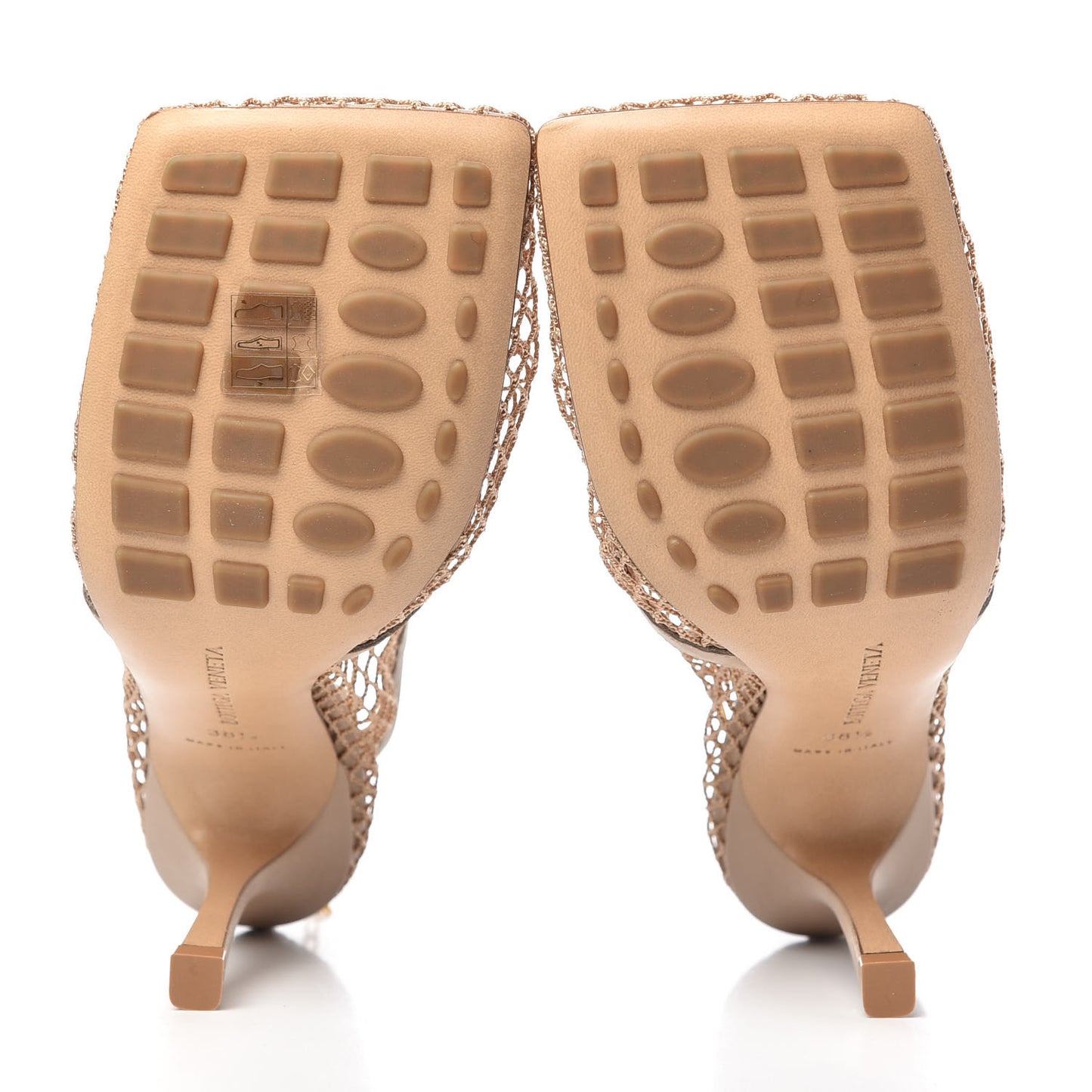 Mesh Calfskin Chain Stretch Pumps 38.5 Beige