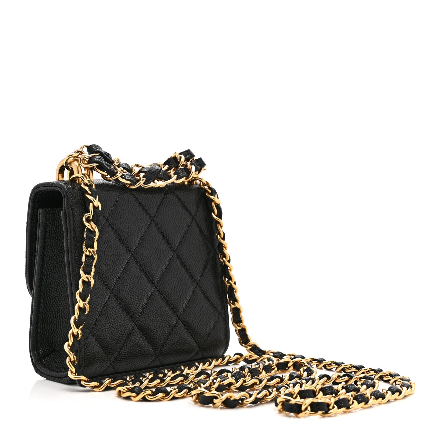 Caviar Quilted Coco First Clutch With Chain Black