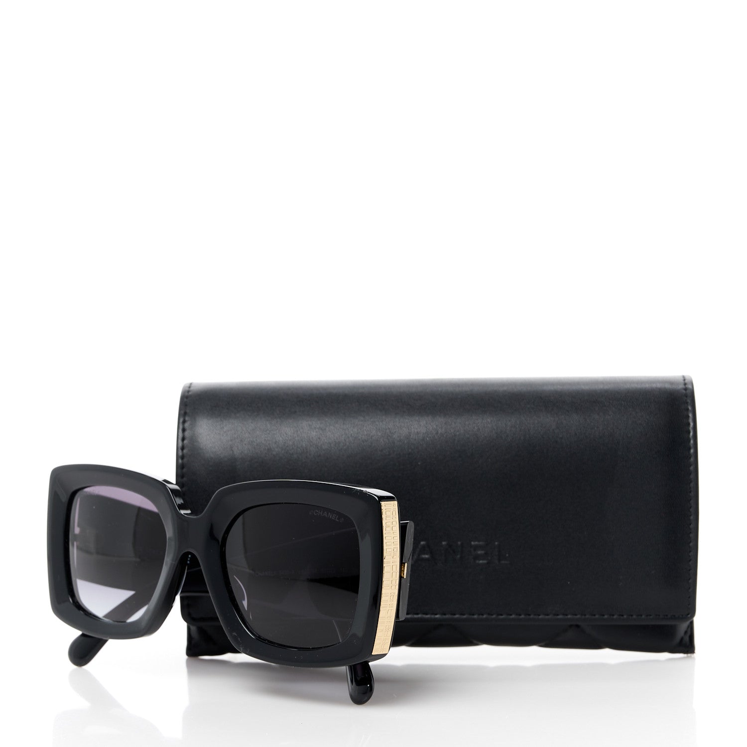 Chanel Acetate Rectangle Sunglasses 5435 Black 8 of 8