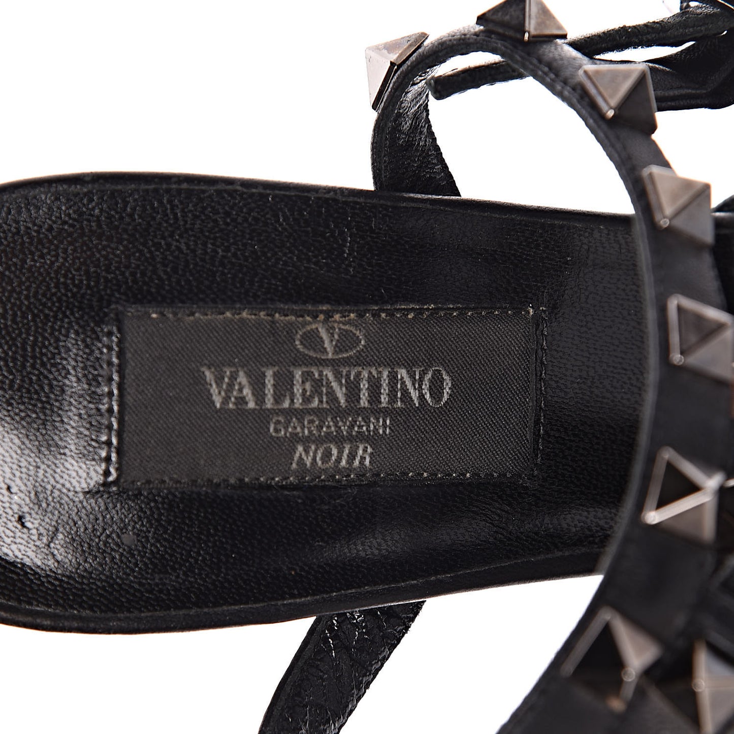Nappa Rockstud Ankle Strap Low Heel Pumps 36 Black