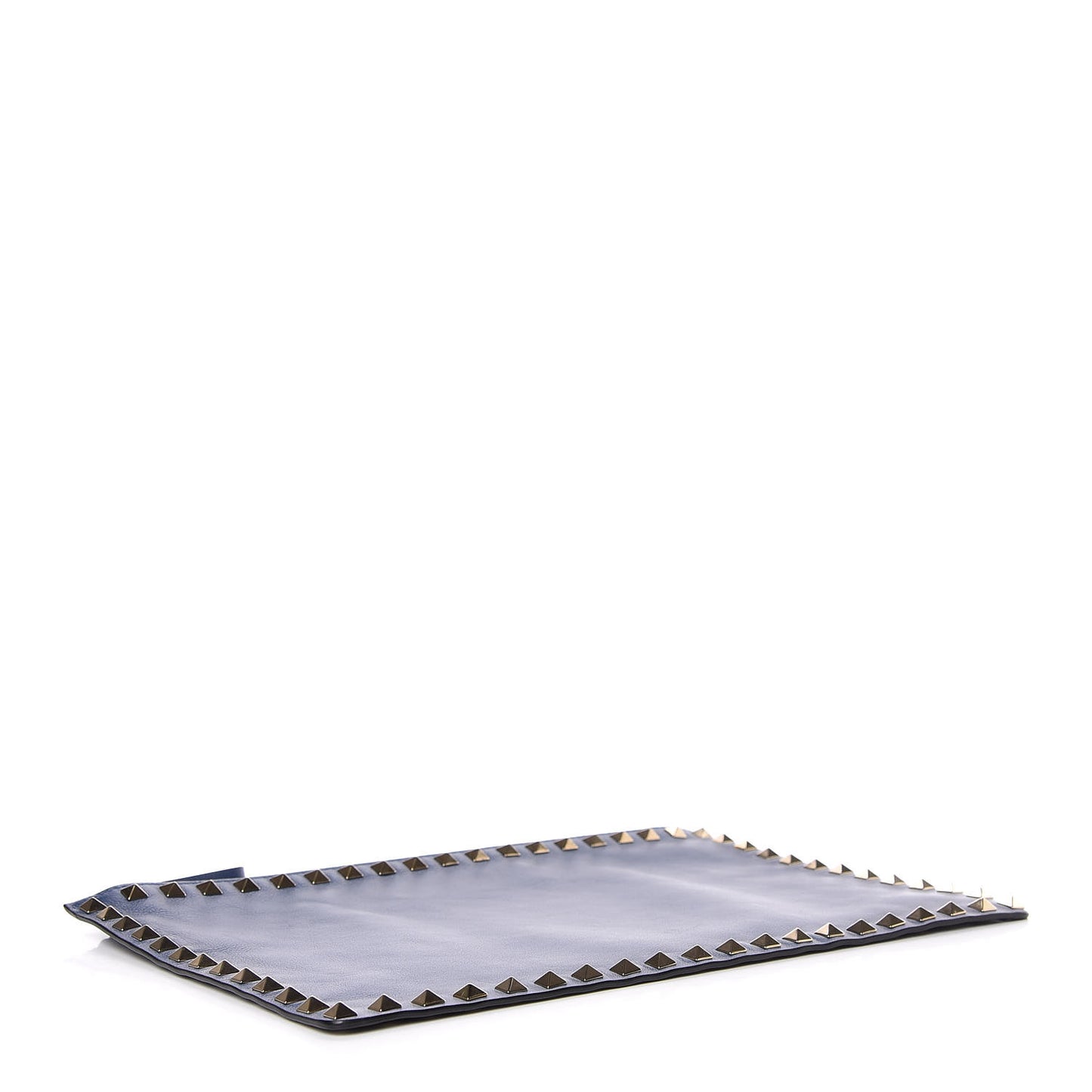 Vitello Large Rockstud Zip Pouch Indigo