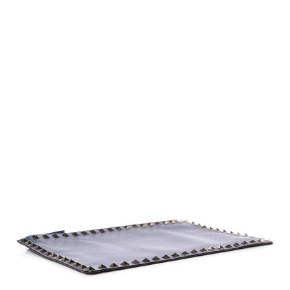Valentino Garavani Vitello Large Rockstud Zip Pouch Indigo 4 of 9