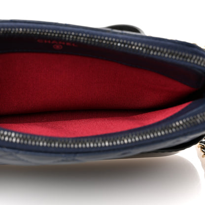 Chanel Aged Calfskin Quilted Small Gabrielle Clutch With Chain Navy Black 5 of 11