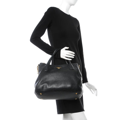 Prada Vitello Daino Tote Black 2 of 11