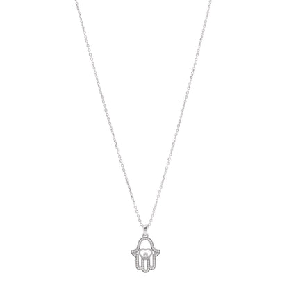 Chopard 18K White Gold Diamond Happy Diamonds Hamsa Pendant Necklace 1 of 6