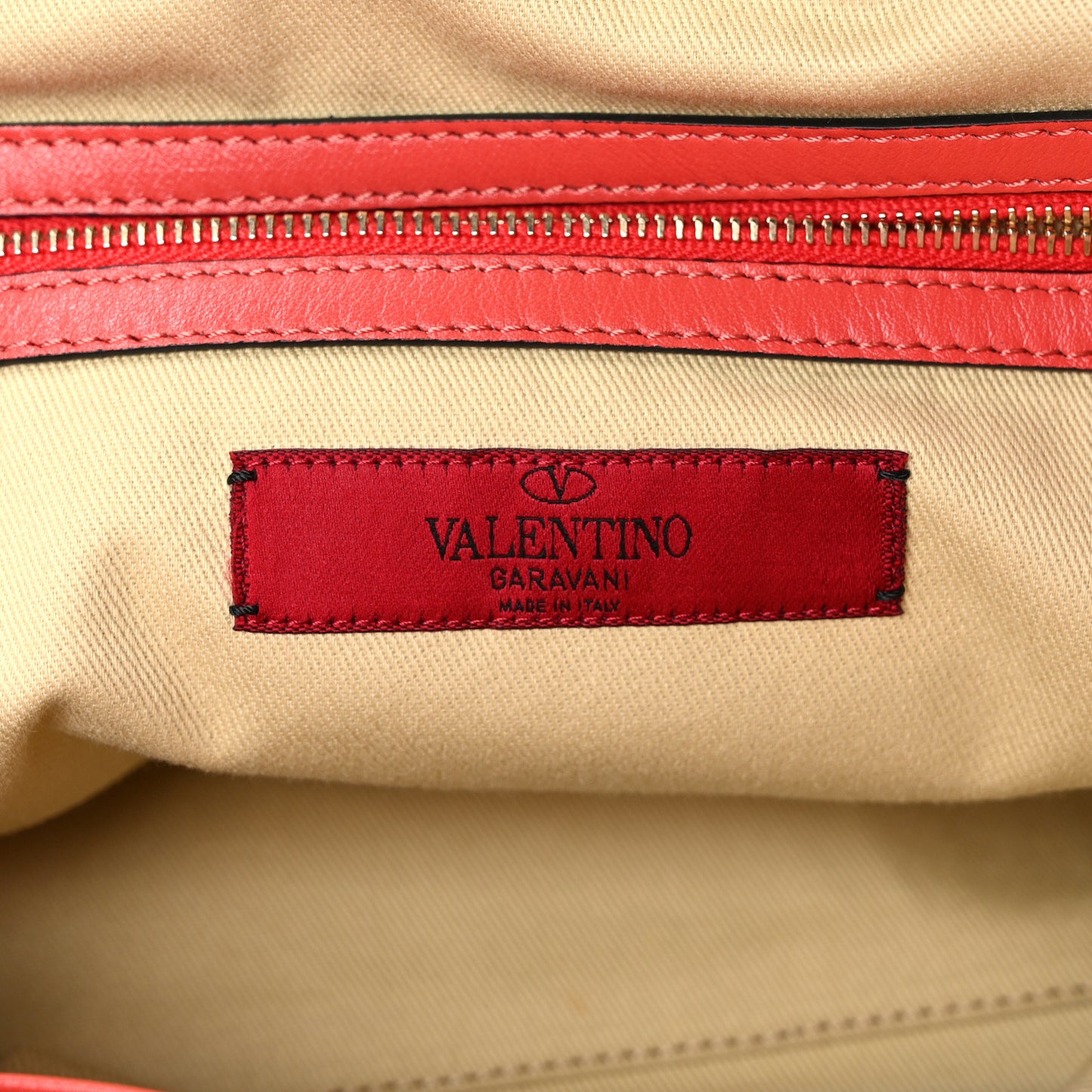 Vitello Rockstud Dome Satchel Deep Coral